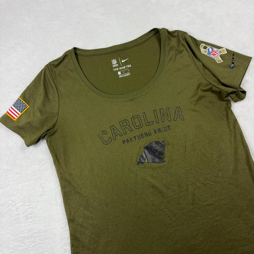 Carolina Panthers Nike Short Sleeve Shirt Women M Green NFL Football Military